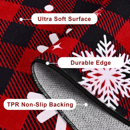 Bleum Cade 8'x10' Christmas Snowflake Area Rugs for Living Room, Washable Rugs for Bedroom Dinning Room,Red Buffalo Plaid Rug Ultra Soft Non Slip Durable Large Carpet Home Decor