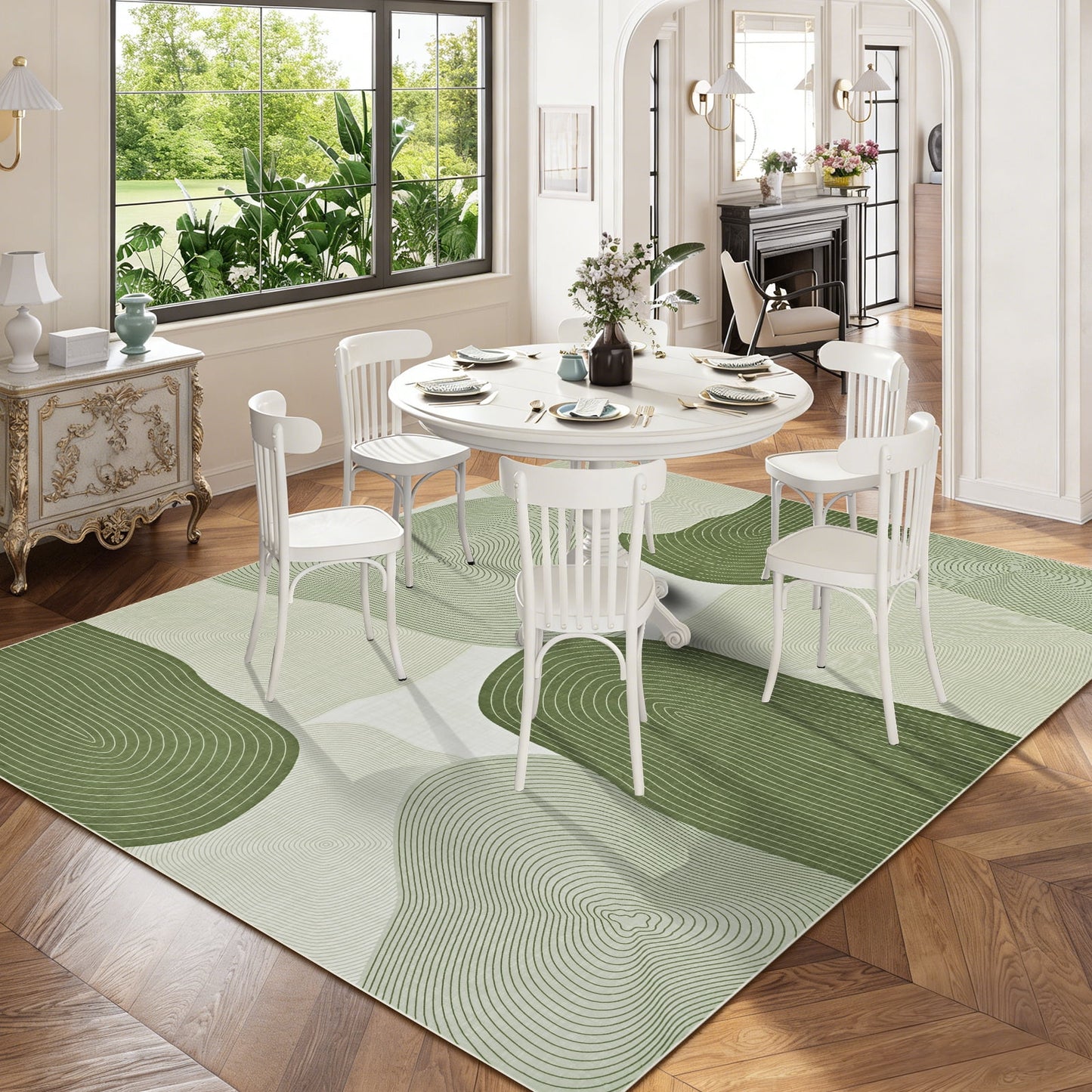 Bleum Cade 5'x7' Area Rugs for Living Room, Abstract Rug Ultra Soft Washable Rugs for Bedroom, Anti Slip Durable Stain Resistant Larg Carpet Home Decor for Dining Room,Green