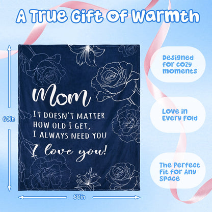 Bleum Cade Gifts for Mom Mothers Day,Mom Birthday Gifts Blanket, Moms Gift for Women from Daughter Son,Soft Flannel Throw Blankets, Navy,50"x60"