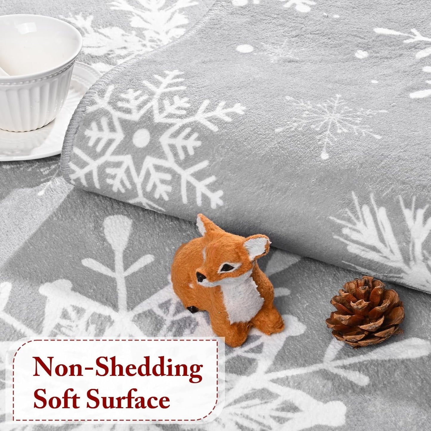 BLEUM CADE Christmas Snowflake Gray Area Mat，5x7 ft