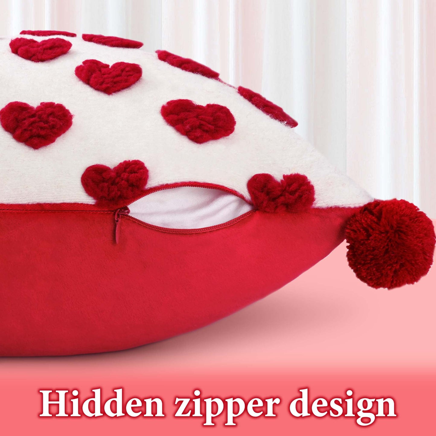 BLEUM CADE Valentine's Day Throw Pillow Cover 18 x 18 in,2 Pack Red Loving Pillowcases for Couch Sofa Decor Pillow Covers for Home Decorations