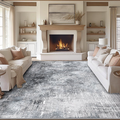 Bleum Cade 8x10 Area Rugs for Living Room,Soft Washable Non Slip Bedroom Rug,Modern Abstract Grey Dinning Room Large Carpet