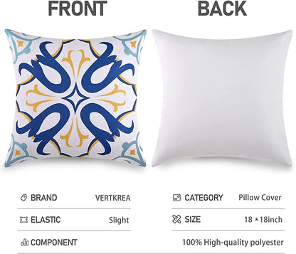 BLEUM CADE Set of 4 Floral Throw Pillow Covers, Outdoor Decorative Pillow Covers, Waterproof Cushion Cover for Couch Bed,18"x18"