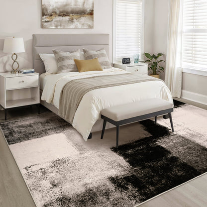 Bleum Cade 5x7 Abstract Area Rugs for Living Room, Modern Washable Rugs Non Slip Dining Room Rug, Soft Low Pile Bedroom Rug, Stain Resistant Indoor Rugs Carpet,Brown