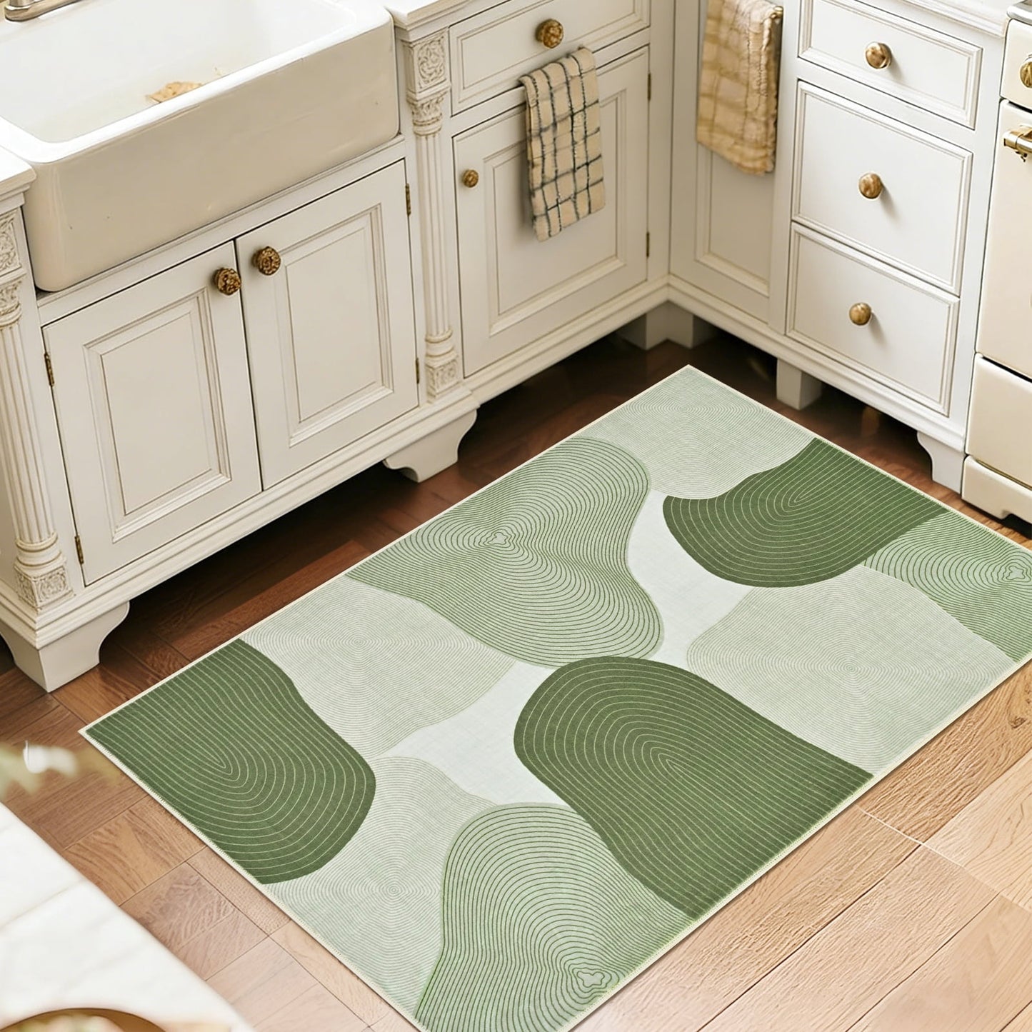 Bleum Cade Area Rugs for Doormat 2X3,Abstract Machine Washable Foldable Non Slip Outdoor Indoor Welcome Mat Carpet for Entrance,Green