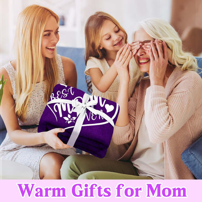 BLEUM CADE Throw Blankets Anniversary Birthday Gift for Mom from Daughter Son, Dear Mom Blanket for Mother's Day, Super Soft Flannel Throw Blankets for Bed Couch 50"x60"
