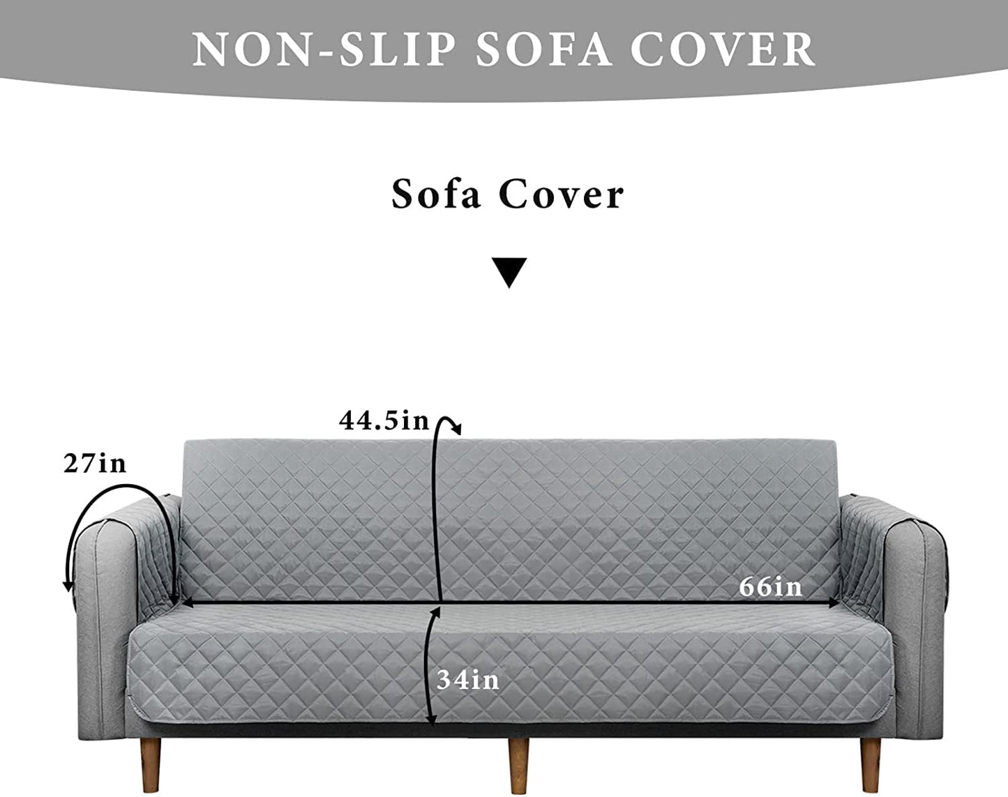 BLEUM CADE Waterproof Sofa Cover 3 Seater Non Slip Couch Cover Machine Washable Slipcover Leakproof Furniture Protector for Dogs Kids Pets, Gray, Sofa