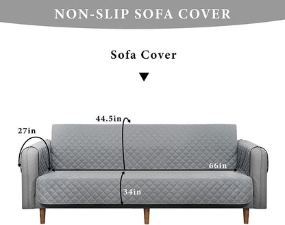 BLEUM CADE Waterproof Sofa Cover 3 Seater Non Slip Couch Cover Machine Washable Slipcover Leakproof Furniture Protector for Dogs Kids Pets, Gray, Sofa