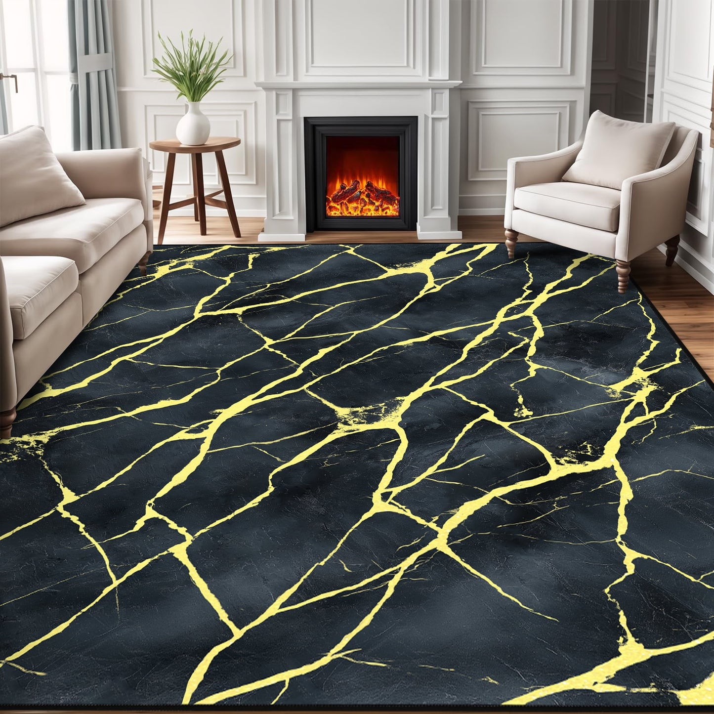 Bleum Cade Area Rugs for Living Room 3X5 Machine Washable Rugs Marble Swirl Abstract Rug Indoor Carpet, Soft Lightweight Non Slip Large Rug for Bedroom Dining Room
