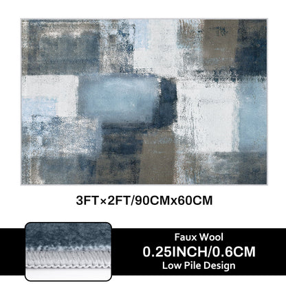 Bleum Cade 2x3 Doormat Washable Rug,Large Soft Modern Non Slip Abstract Bedroom Rug,Contemporary Area Rugs for Bathroom,Blue