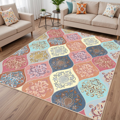 Bleum Cade 8'x10' Area Rugs for Living Room, Washable Rugs Boho Rugs for Bedroom Dinning Room,Floral Rug Ultra Soft Non Slip Durable Large Carpet Home Decor