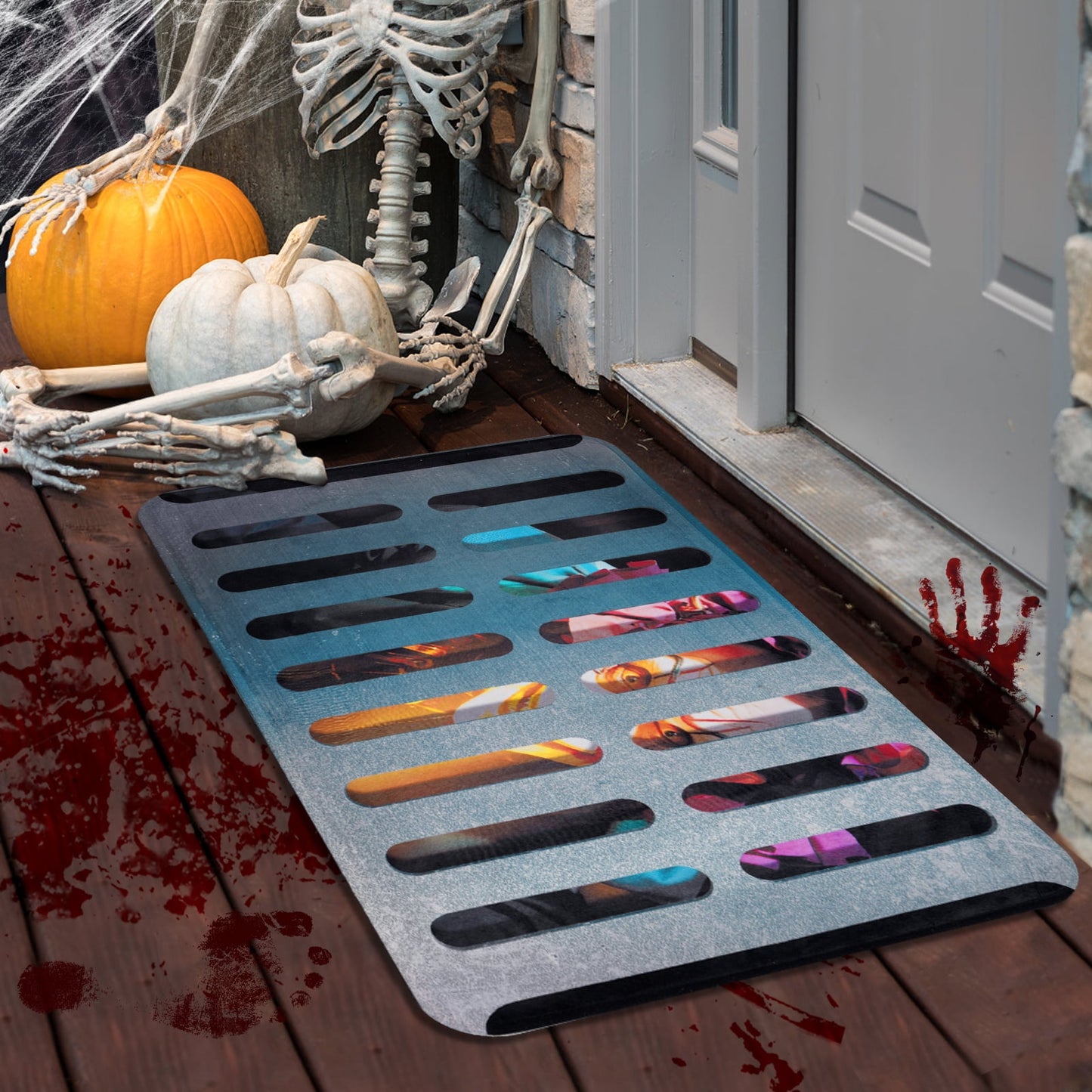 BLEUM CADE Halloween Doormat Outdoor Welcome Mat for Entrance,Hided Joker Low-File Door Mat Outside Entry Rug,18 x 30 inch