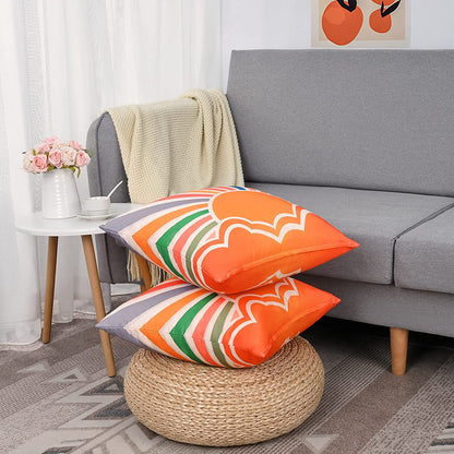 BLEUM CADE Summer Outdoor Pillow Covers 18 x 18 inches,2 Pack,Waterproof,Orange