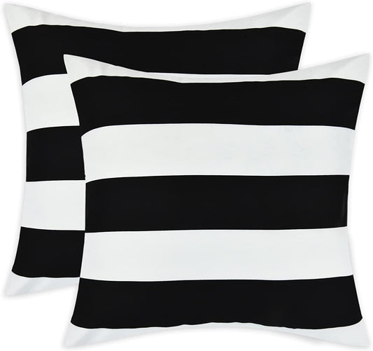 BLEUM CADE 2 Pack Throw Pillow Covers,Black and White Striped Pillow Covers 20 x 20 inch,Outdoor Pillows Couch Cushion Cover, Farmhouse Decorative Pillow Case for Sofa Couch