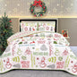BLEUM CADE Christmas Quilts Queen Size 3 Piece, Santa Claus & Snowflake Quilt Bedding Set, Christmas Decor Soft Lightweight Bedspread Coverlet Set (1 Quilt, 2 Pillow Cases)