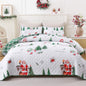 BLEUM CADE 3 Pieces Christmas Quilts Sets Queen Size, Christmas Tree Quilt Bedding Set, Reversible Green Buffalo Plaid Comforter Sets, Santa Claus Soft Lightweight Xmas Bedspread Coverlet, 90"x90"