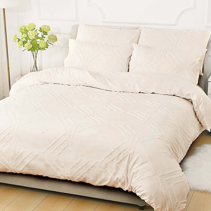 BLEUM CADE 3 Pieces Comforter Set King Size Soft Breathable Duvet Cover Set,Tufted Geometric Bed Comforter Cover Set,Gray