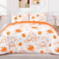BLEUM CADE 3 Pieces Fall Duvet Cover Set,King Size Thanksgiving Pumpkins Lightweight Comforter Cover Set,Reversible Buffalo Plaid Bedding Cover Quilt Set