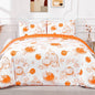 BLEUM CADE 3 Pieces Fall Duvet Cover Set,Queen Size Thanksgiving Pumpkins Lightweight Comforter Cover Set,Buffalo Plaid Reversible Bedding Cover Quilt Set