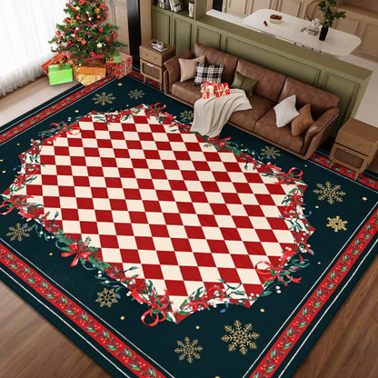 BLEUM CADE Christmas 5'x7' Area Rugs for Living Room, Washable Rugs for Bedroom Dinning Room,Red Checkered Rug Ultra Soft Non Slip Durable Large Carpet Home Decor