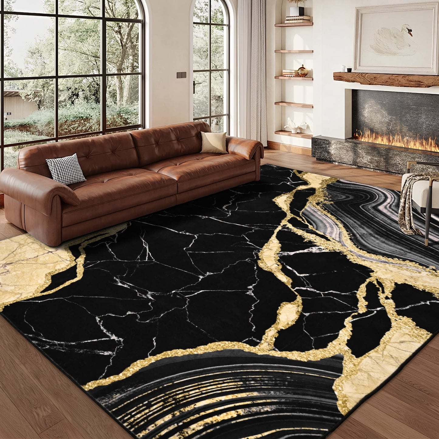 Bleum Cade 2x7 Runner Rug for Hallways Kitchen Modern Abstract Washable Runner Rug Soft Non Slip Marble Indoor Carpet Runner for Laundry Entryway Bedroom Bathroom