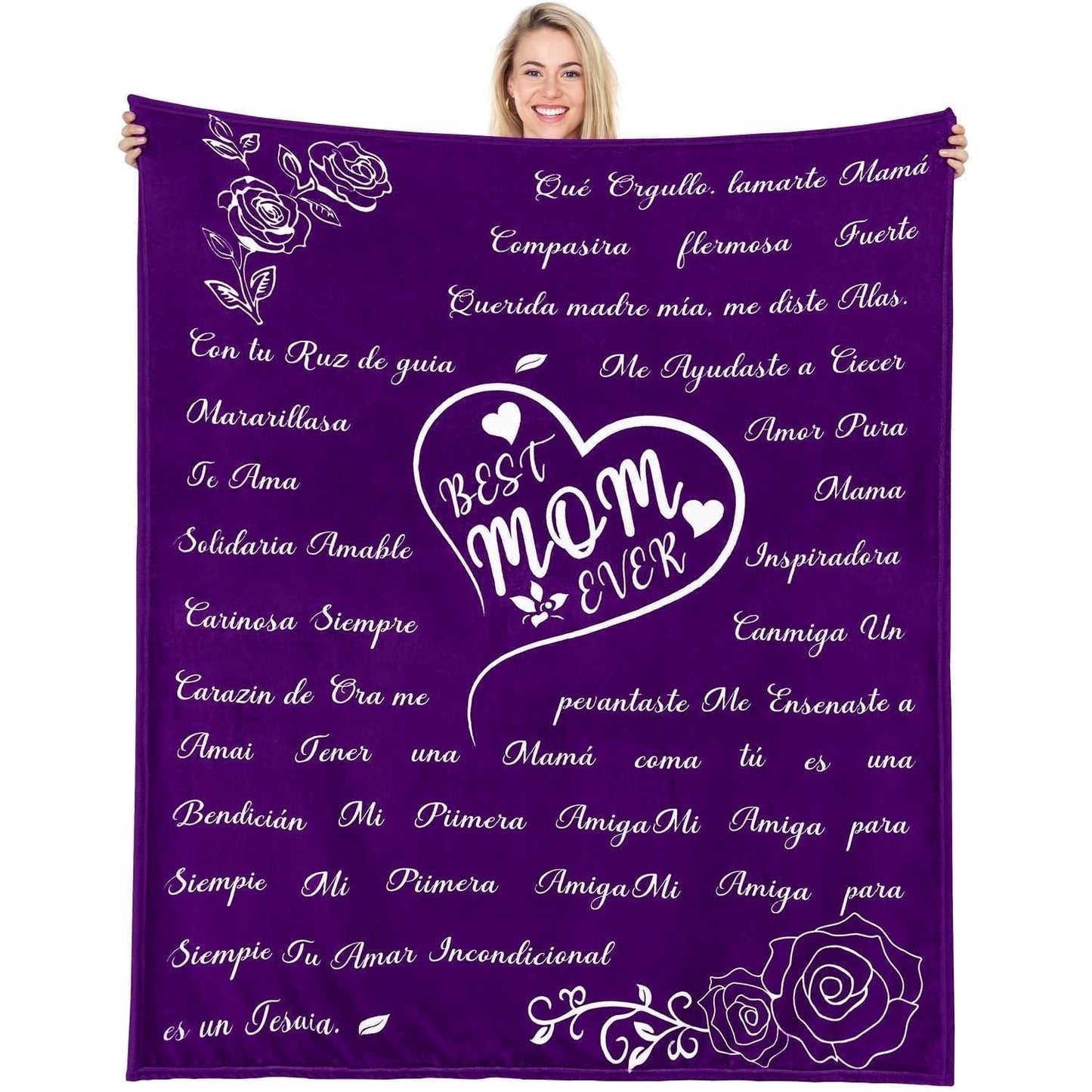 BLEUM CADE Gifts for Mom Birthday Mother's Day Blanket,Gifts From Daughter Son,Soft Flannel Throw Blanket Presents for Mother,Pink,50" x 60"