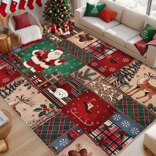 BLEUM CADE Christmas 5'x7' Area Rugs for Living Room, Santa Claus Washable Rugs for Bedroom Dinning Room,Rug Ultra Soft Non Slip Durable Large Carpet Home Decor
