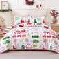 BLEUM CADE Christmas Quilts Queen Size 3 Piece, Santa Claus & Snowflake Quilt Bedding Set, Christmas Decor Soft Lightweight Bedspread Coverlet Set (1 Quilt, 2 Pillow Cases)