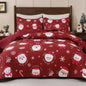 BLEUM CADE Christmas Quilts King Size 3 Piece, Bow & Festive Foliage Quilts Bedding Set, Christmas Decor Super Soft Bedspread Coverlet Set (1 Quilt, 2 Pillow Cases)