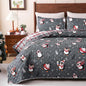 BLEUM CADE Christmas Quilts Sets King Size,3 Pieces Christmas Penguin Quilt Bedding Set, Reversible Grey Buffalo Plaid Comforter Sets,Soft Lightweight Xmas Bedspread Coverlet, 106" x 96"