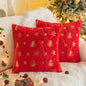 BLEUM CADE Christmas Throw Pillow Covers Set of 2,Teddy Fleece Xmas Red Soft Fleece Pillowcase with Christmas Elk Pattern,18 x 18 inches