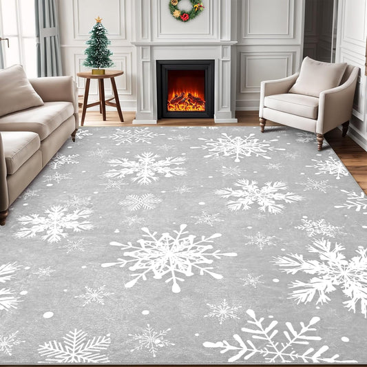 BLEUM CADE Christmas Snowflake Gray Area Mat，5x7 ft