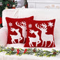 BLEUM CADE Christmas Throw Pillow Covers Set of 2,Teddy Fleece Xmas Red Soft Fleece Pillowcase with Christmas Elk Pattern,18 x 18 inches