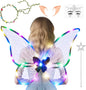 BLEUM CADE Fairy Wings for Adults and Girls,Fairy Costume Set with Floral Garland, Wand & Elf Ears, Organza Butterfly Wings Ideal for Halloween,Cosplay,Party,Golden