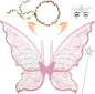 BLEUM CADE Fairy Wings for Adults and Girls,Fairy Costume Set with Floral Garland, Wand & Elf Ears, Organza Butterfly Wings Ideal for Halloween,Cosplay,Party,Golden