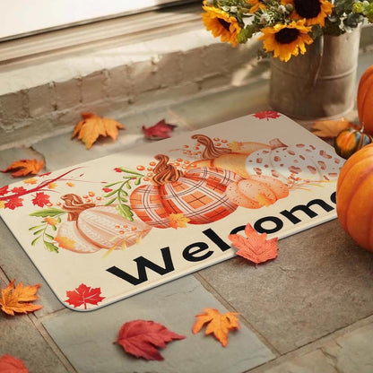 BLEUM CADE Fall Doormat Outdoor Welcome Mat for Entrance,Sunflower Pumpkin Door Mat Outside Entry Rug,18 x 30 inches