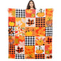 BLEUM CADE Fall Throw Blanket,Pumpkin Maple Leaves Plaid Blanket,Super Soft Flannel Throw Blankets for Bed Couch Sofa 50"x60"
