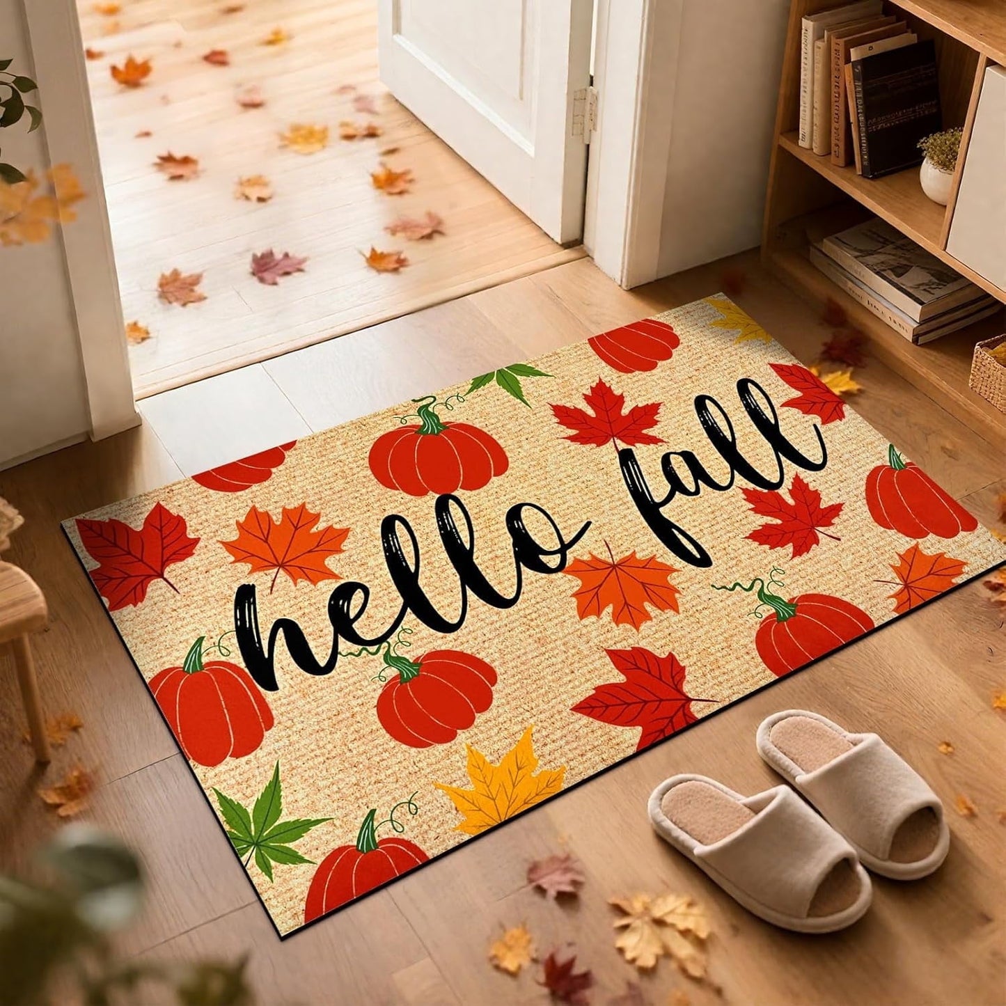 BLEUM CADE Fall Welcome Mats Doormat Outdoor, Thanksgiving Non Slip Low Profile Entrance Mat for Outside Patio,18 x 30 inches