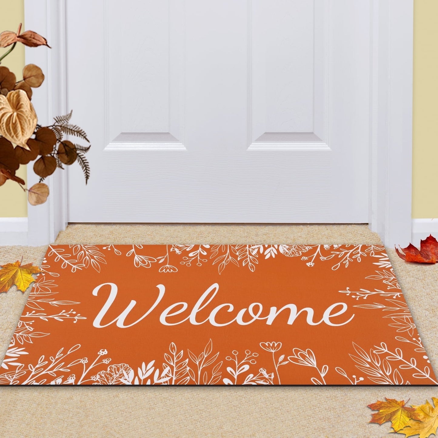 BLEUM CADE Fall Welcome Mats Doormat Outdoor, Thanksgiving Non Slip Low Profile Entrance Mat for Outside Patio,18 x 30 inches