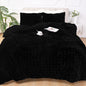 BLEUM CADE Fluffy Duvet Cover Set Twin Size,3 Pieces Soft Shaggy Rabbit Fluff Plush Bedding Comforter Cover Set with 2 Pillowcases,Black