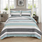 BLEUM CADE 3 Piece Twin Quilt Set with 1 Pillow Shams,Purple Gray Lightweight Bedspread for All-Season,Handblock Striped Reversible Quilt Coverlet for Twin Bed