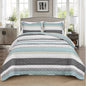 BLEUM CADE 3 Piece Twin Quilt Set with 2 Shams,Purple Gray Lightweight Bedspread for All-Season,Handblock Striped Reversible Quilt Coverlet for Twin Bed