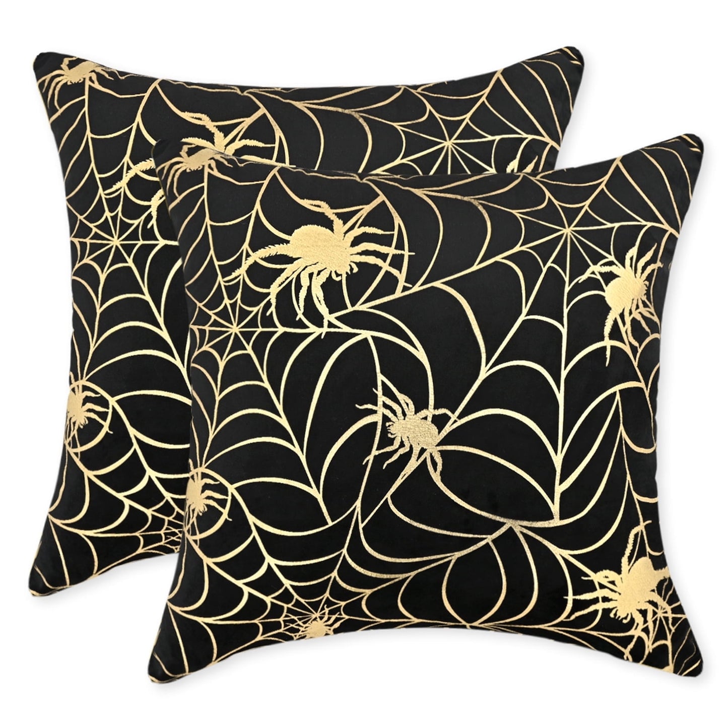 BLEUM CADE Halloween Pillow covers 18 x 18 inches Set of 2,Pumpkin Ghost Spider Web Halloween Decor,Purple