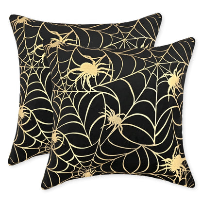 BLEUM CADE Halloween Pillow covers 18 x 18 inches Set of 2,Pumpkin Ghost Spider Web Halloween Decor,Purple