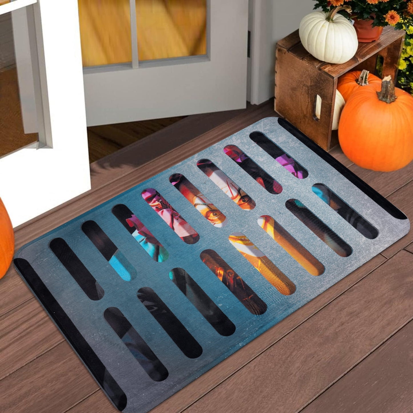 BLEUM CADE Halloween Doormat Outdoor Welcome Mat Dancing Skulls Door Mat Outside Entry Rug,18" x 30"