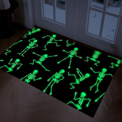 BLEUM CADE Halloween Welcome Mat Ghost Bat Outdoor Doormat,Non Slip Low Profile Entrance Mat for Outside Patio,18 x 30 inches