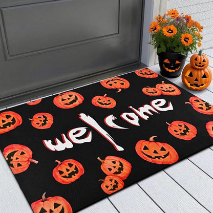 BLEUM CADE Halloween Welcome Mat Ghost Bat Outdoor Doormat,Non Slip Low Profile Entrance Mat for Outside Patio,18 x 30 inches