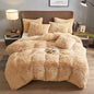 BLEUM CADE Luxury Fluffy Fuzzy King Bedding Comforter Set,4 Pieces Shaggy Duvet Cover Set,Furry Plush Velvet Comforter Cover with Zip Closure,King,Light Purple