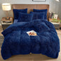 BLEUM CADE Luxury Fluffy Fuzzy King Bedding Comforter Set,4 Pieces Soft Shaggy Duvet Cover Set,Furry Plush Velvet Comforter Cover with Zip Closure,King,Creamy-White