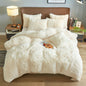 BLEUM CADE Luxury Fluffy Fuzzy Queen Bedding Comforter Set,3 Pieces Shaggy Duvet Cover Set,Furry Plush Velvet Comforter Cover with Zip Closure,Queen,Black